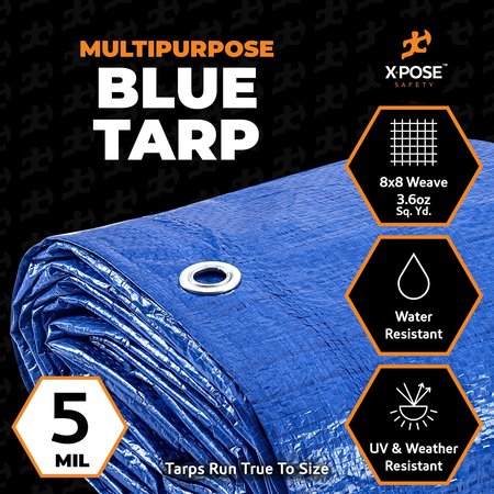 Xpose Safety 10 ft x 20 ft 5 mil Tarp, Blue, Polyethylene BT-1020-A
